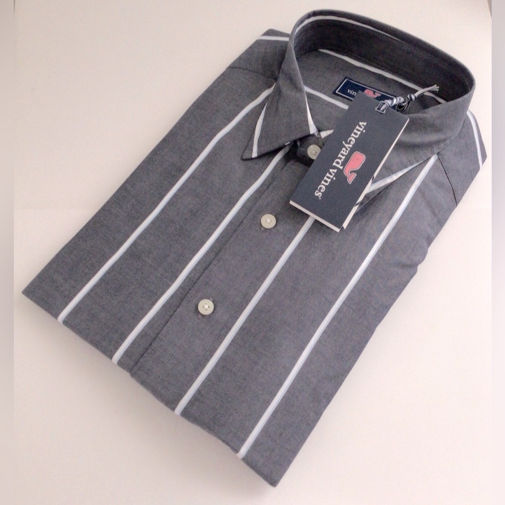 Men’s Vineyard Vines Shirt Long Sleeves Poplin Stretch NEW In Pack Naut …